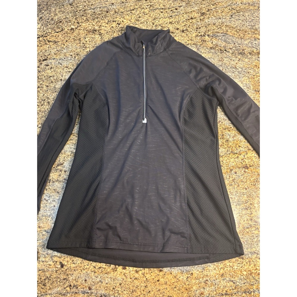 Athleta Black Mesh Panel Lightweight Quarter Zip Active Jacket Womens Medium